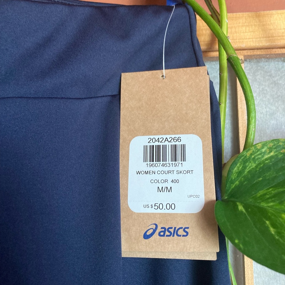 NWT ASICS Tennis Court Skort Skirt Womens Navy Blue Medium Athleticwear Training - Picture 5 of 9